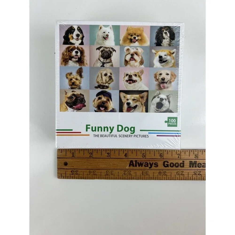 New Sealed Jigsaw Puzzle Funny Dog Photos 100 pc Puzzle For Kids Learning Gift